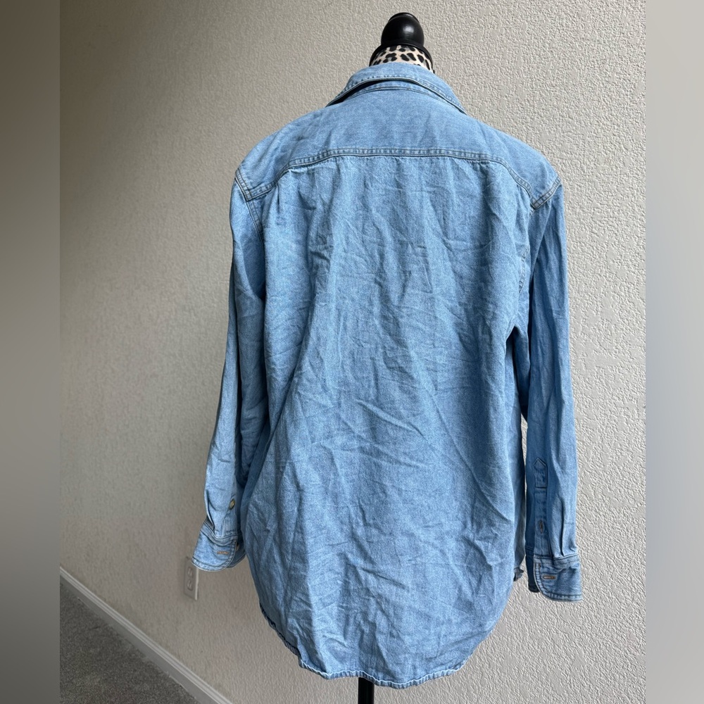 Style Studio Fall Embroidered Denim Button Up - Picture 5 of 7